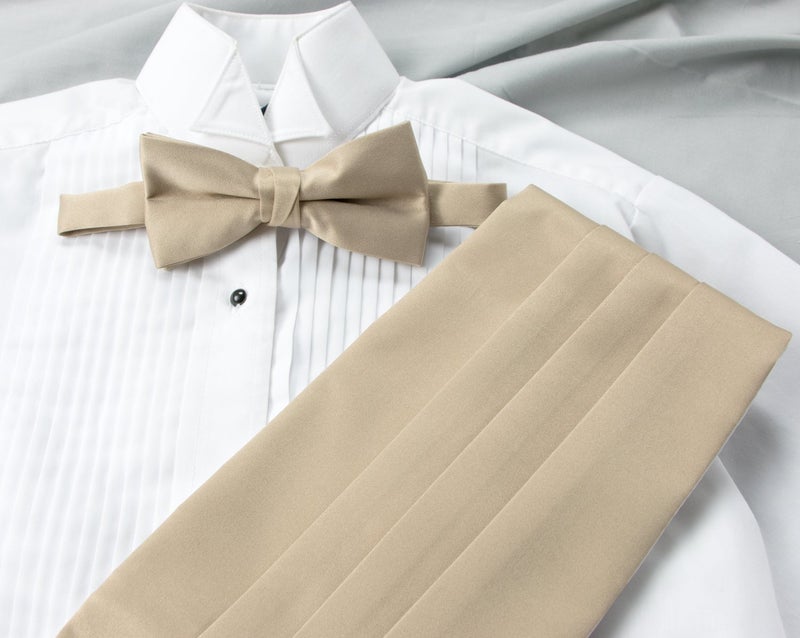 Spring Notion Men's Cummerbund and Bow Tie Set Antique Gold - Image 3